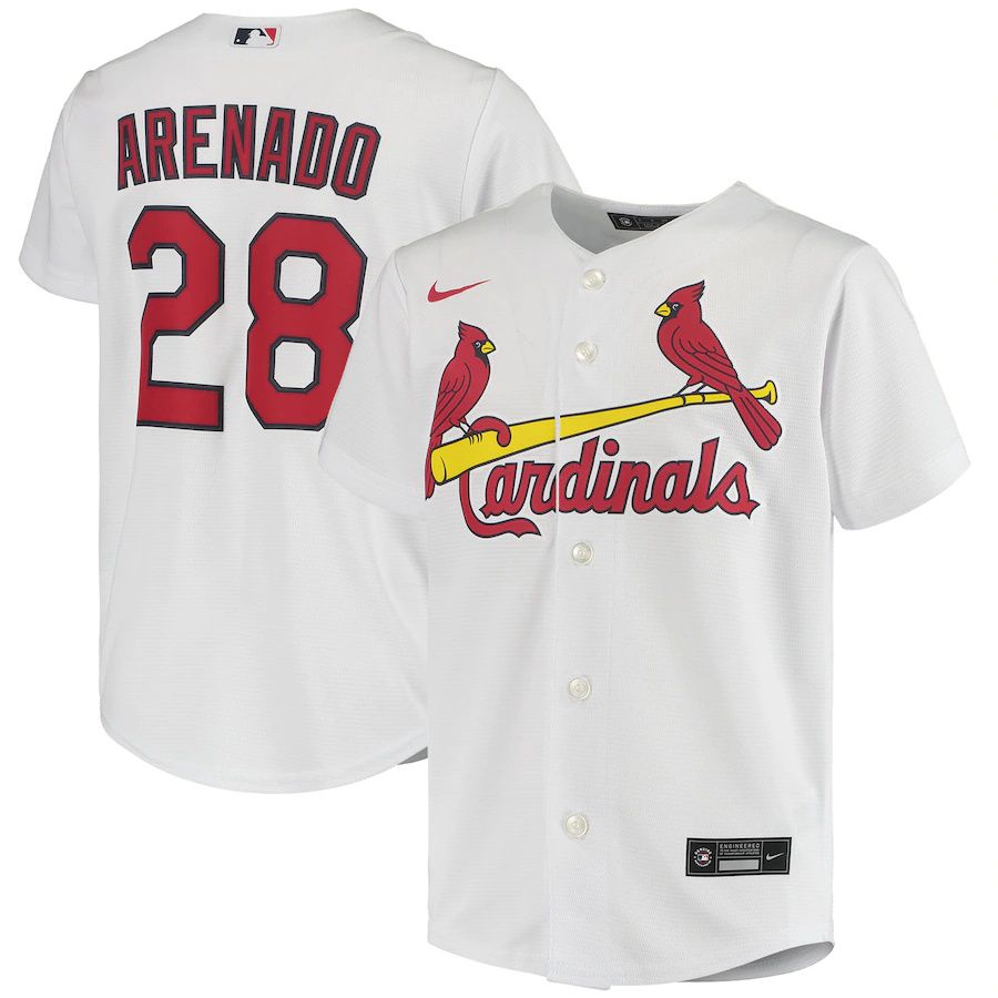 Youth St. Louis Cardinals #28 Nolan Arenado Nike White Home Replica Player MLB Jerseys